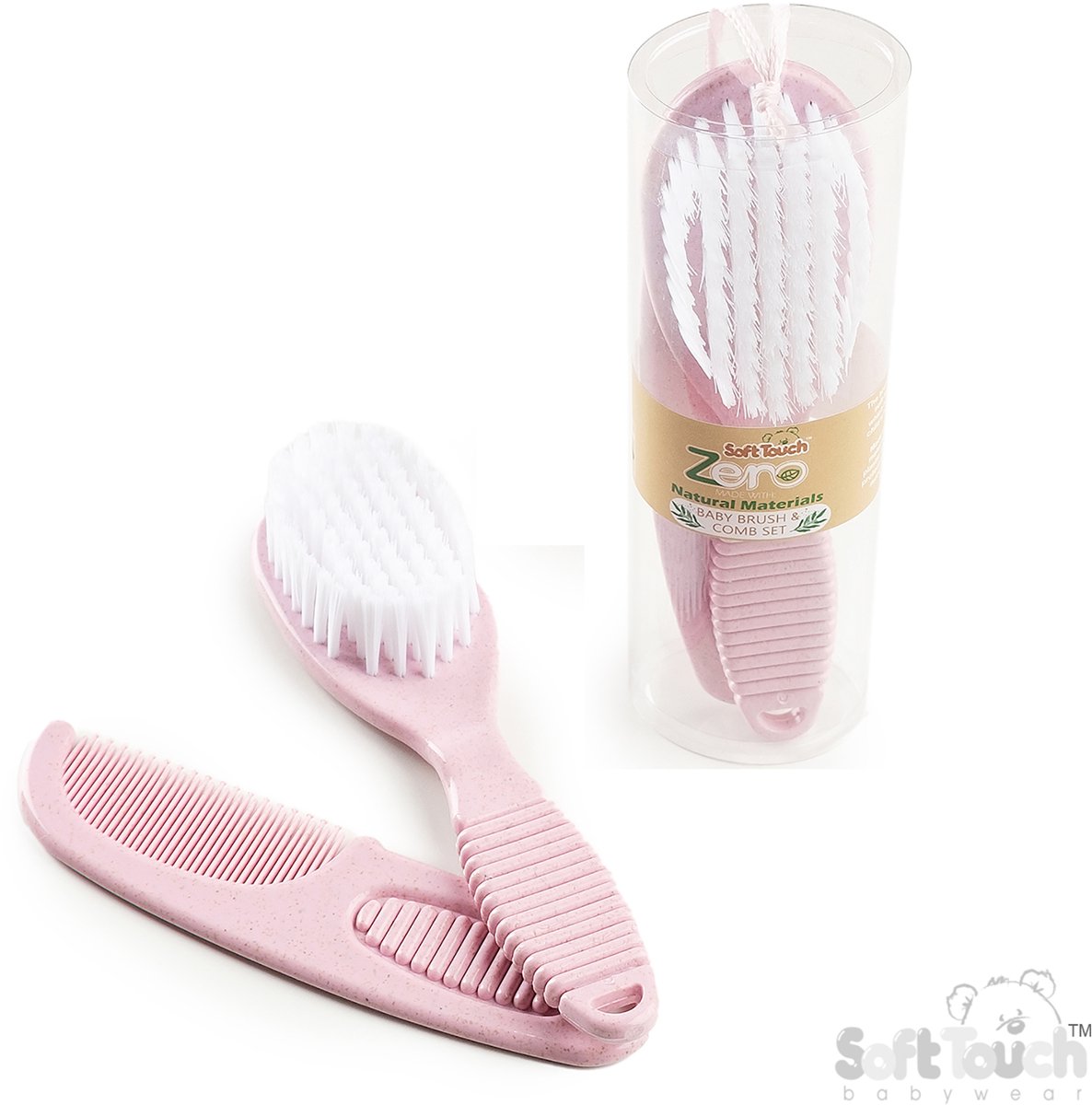 Soft Touch Borstel En Kam Set 2-delig Roze
