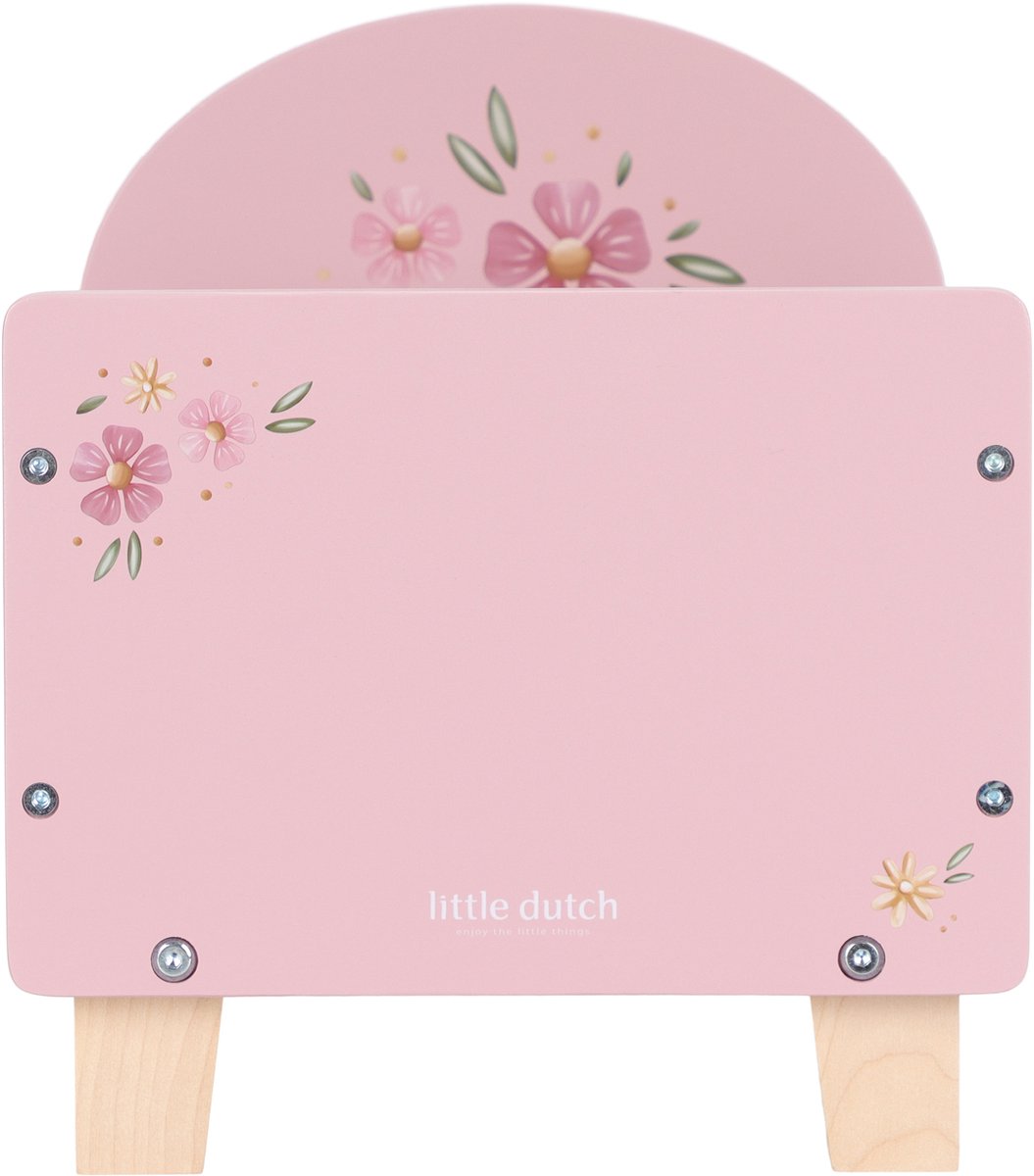 Little Dutch Poppenbed – Soft Flowers – Roze Hout — afbeelding 6