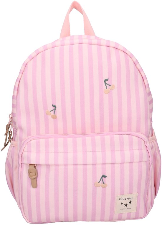 Kidzroom Nostalgia - Kinder rugzak - 11,7 liter - 36 x 27 x 12 cm - Gestreept - Kersen - Roze