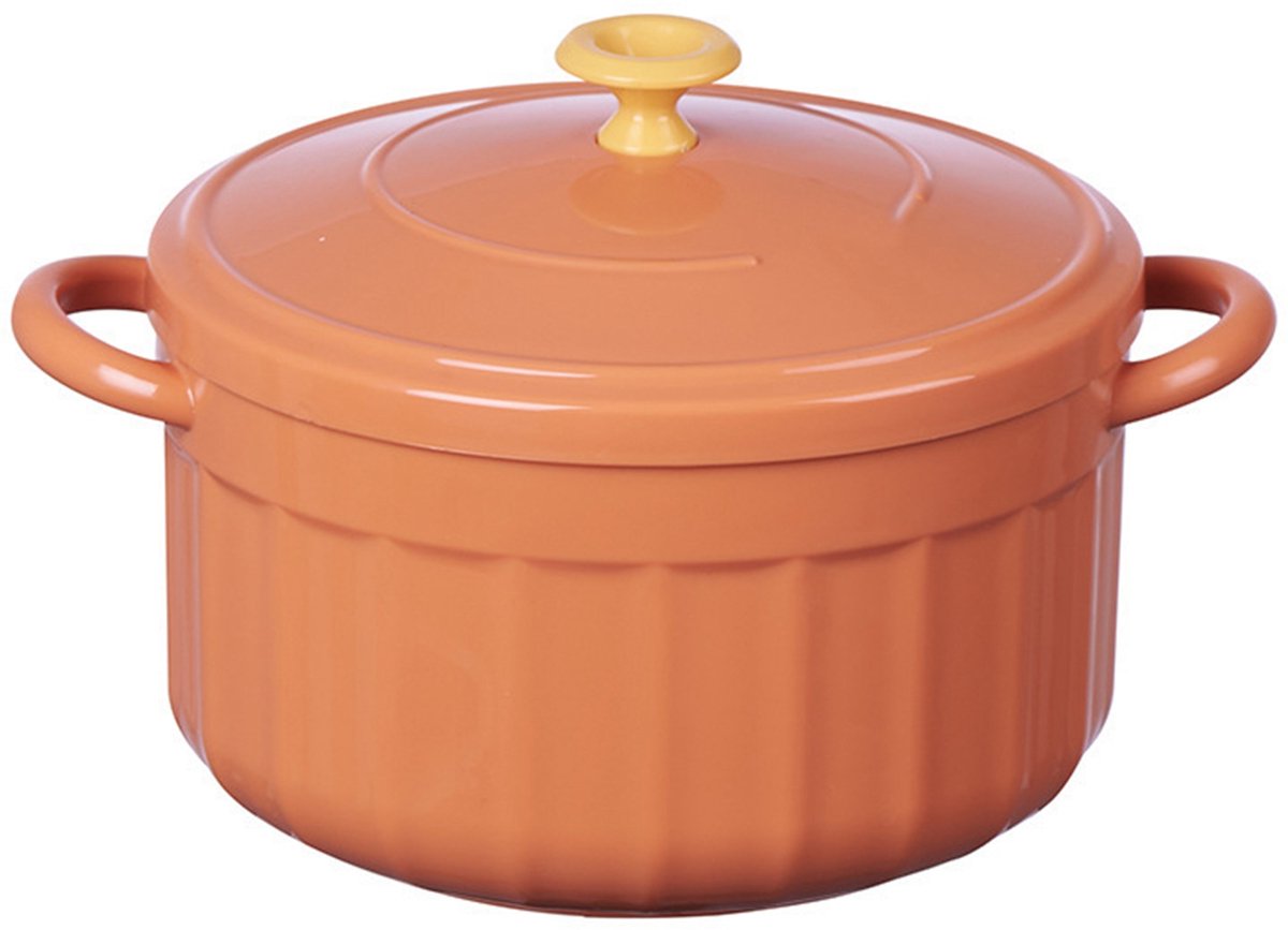 Gigicial Noedelkom - Rijstkom - Dubbelwandig Ontwerp Warm Houdend Comfortabele Handgrepen 1 - Oranje