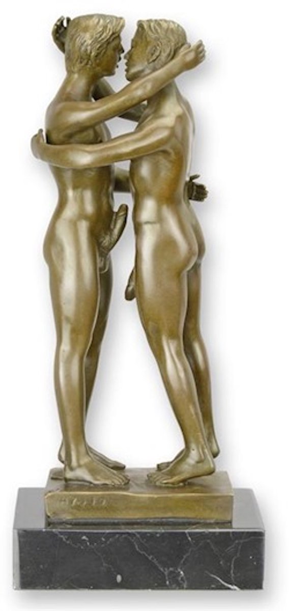 Bronzen Beeld 2 Kussende Mannen 12x9x27 cm