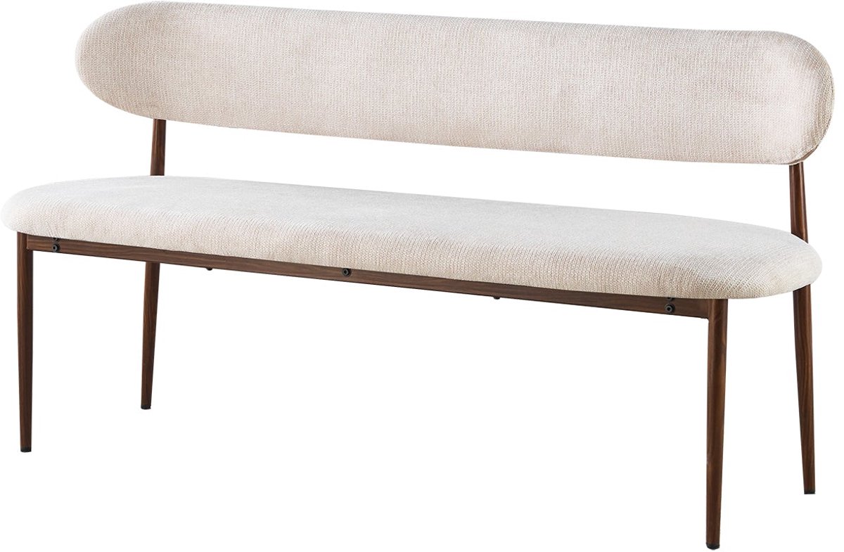 Eetkamerbank Japandi 160cm beige Reika walnoot japanse stijl eetbank