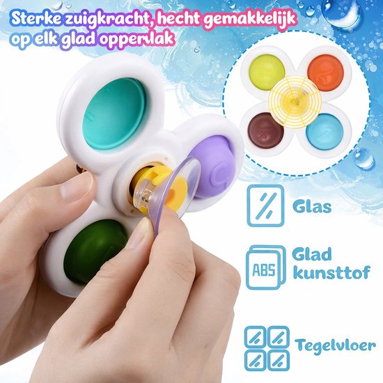 Jumalu® - Badspinners XL met Zuignap - Sensorisch Montessori Badspeelgoed - Fidget Spinners voor Baby’s & Peuters - 3 Stuks van Merkloos — afbeelding 4