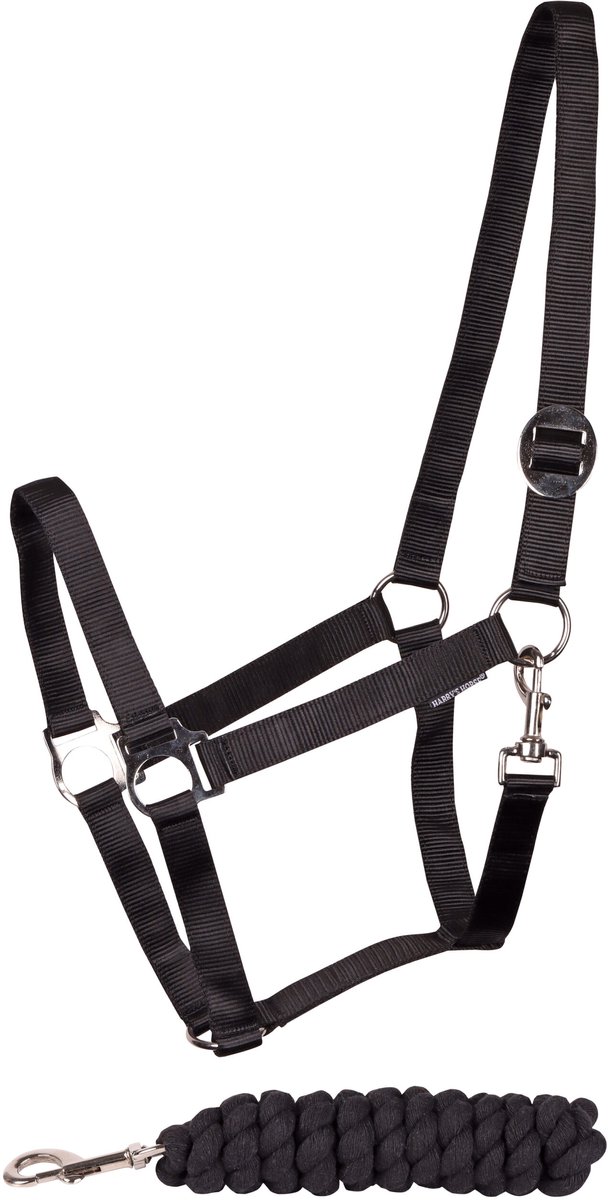 Halsterset Initial black pony