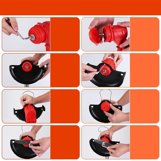 Homtas 3-in-1 Kantenmaaier - Grastrimmer - Bosmaaier - Grasmaaier - Draadloos & Elektrisch - Incl. 2 Accu ‘s & Snellader - met wielen -rood — afbeelding 3