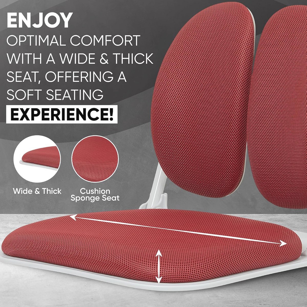 Dubbele Ergonomische Vloerstoel met Rugsteun - Meditatiestoel, Gamestoel en Leesstoel - Opvouwbare Stoel (Rood)