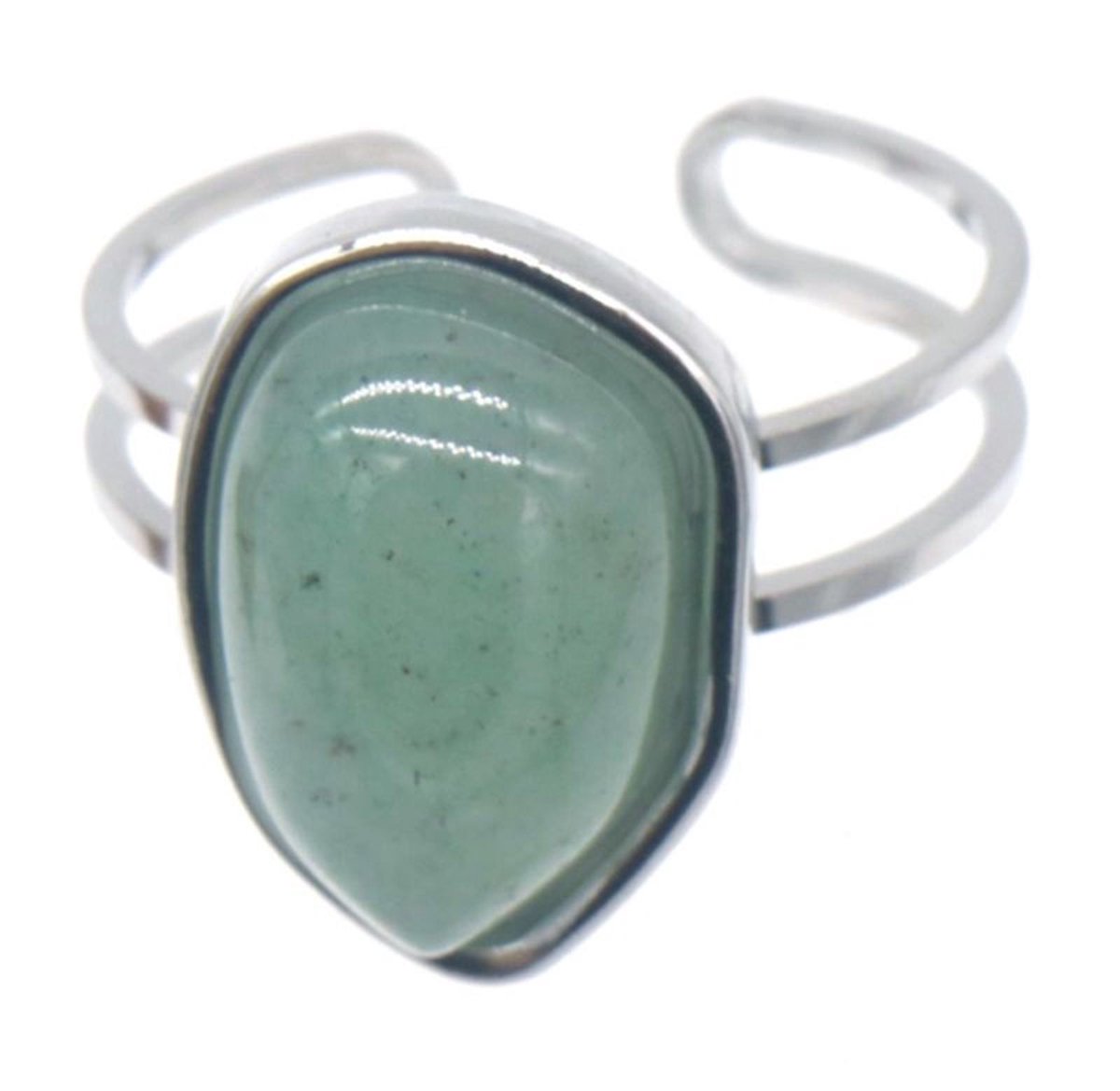 Ring groene steen - Verkleurt niet, verstelbaar - Stainless steel - Cadeautip - Huidvriendelijk, waterproof - Damesdingetjes