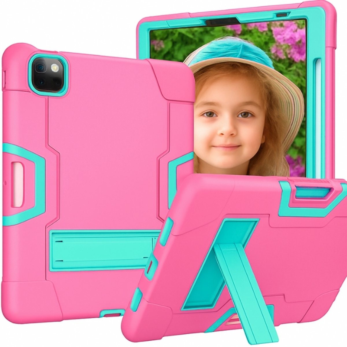 iPad Pro 12.9 (3e - 4e -5e - 6e generatie) 2018 - 2020 - 2021 - 2022 hoesje met kickstand - roze