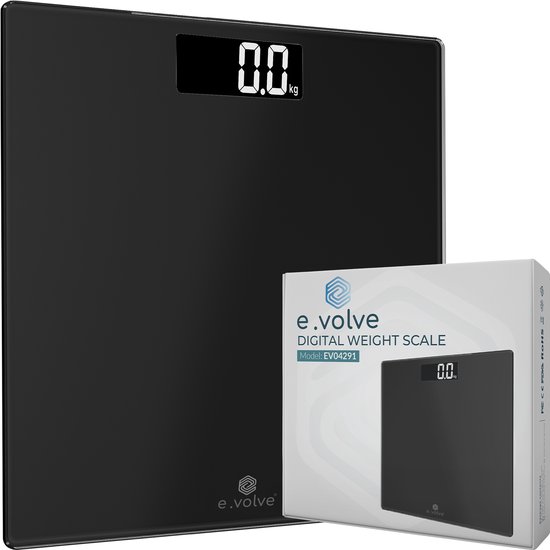 Pèse-personne numérique e.volve - Zwart - Balance de précision - Balance numérique - Incl. Piles - Balance de précision - Pèse-personnes