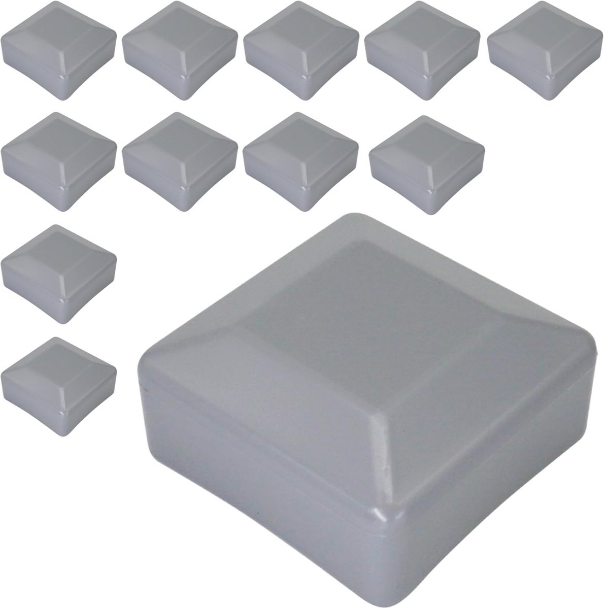Hekpaaldoppen Vierkant 60 x 60 mm - Grijze Kunststof Doppen voor Hekpalen