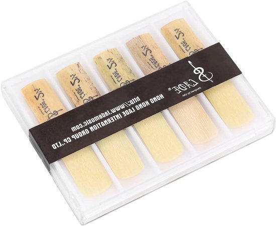 Foto: E ambar set van 10 saxofoon bladeren 2 5 grootte met kunststof hoes sopraan saxofoon accessoires