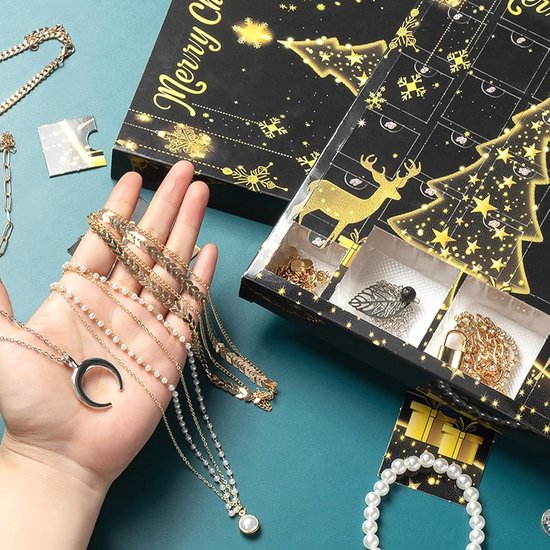 Bedelarmband Adventskalender Sieradenadventskalender Voor Vrouwen 2024, Kerstkalender, Sieraden Kerstkalender Meisjes 24 Verrassingen Doe Het Zelf