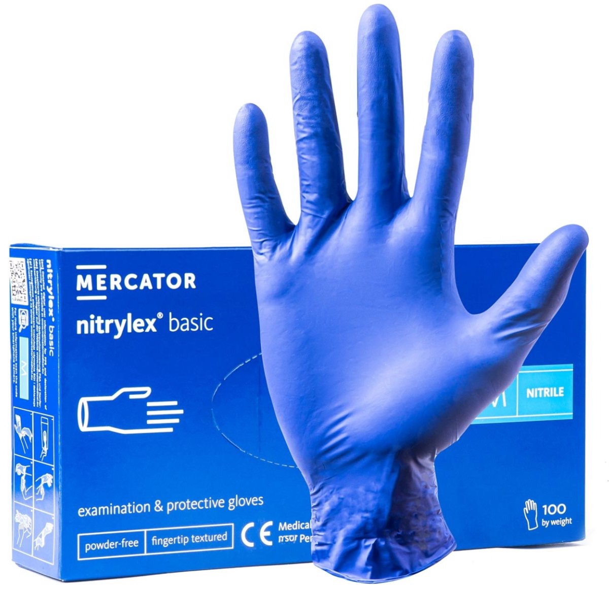 Mercator Nitrylex Basic - Nitril Handschoenen - Blauw - Maat M - 100 Stuks - Poedervrij & Antistatisch