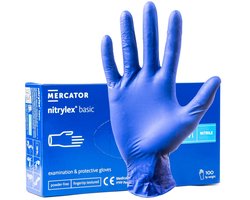 Mercator Nitrylex Basic - Nitril Handschoenen - Blauw - Maat M - 100 Stuks - Poedervrij & Antistatisch