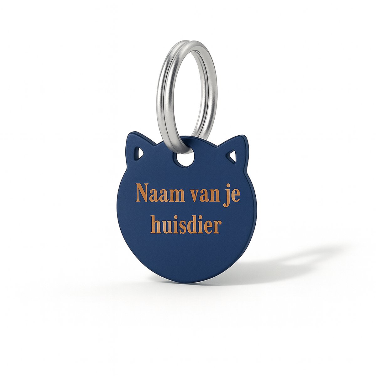 Naamplaatje poes (2,8x2,8 cm) - Blauw - Kattenpenning - Laser gegraveerd - Gepersonaliseerd - Dierenpenning