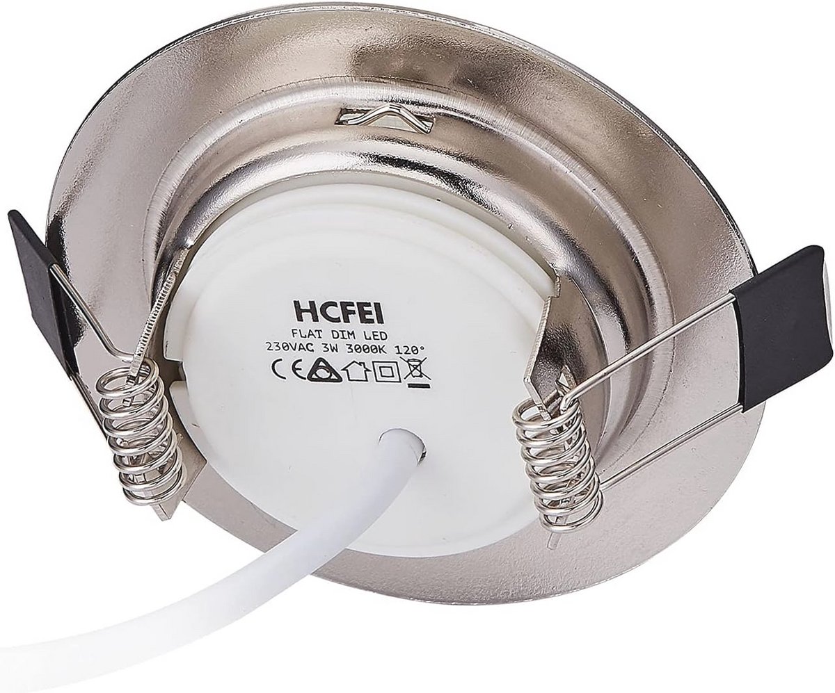 Set van 3 dimbare led-inbouwspots - Super vlak, 3W, 120° stralingshoek, warm wit 3000K