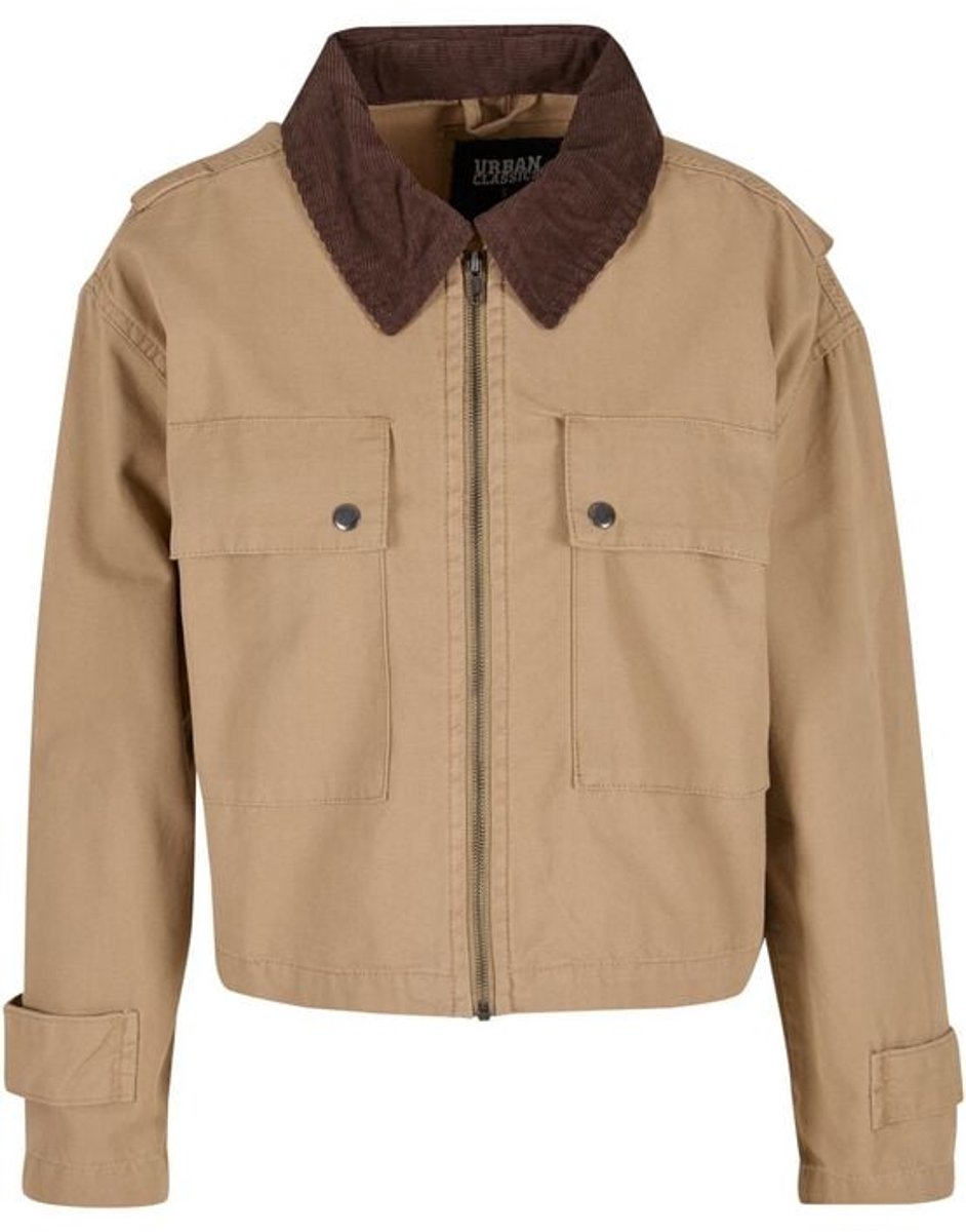 Urban Classics Ladies Workwear Cropped Cotton Jacket Dames Tussenseizoensjas – XS Beige