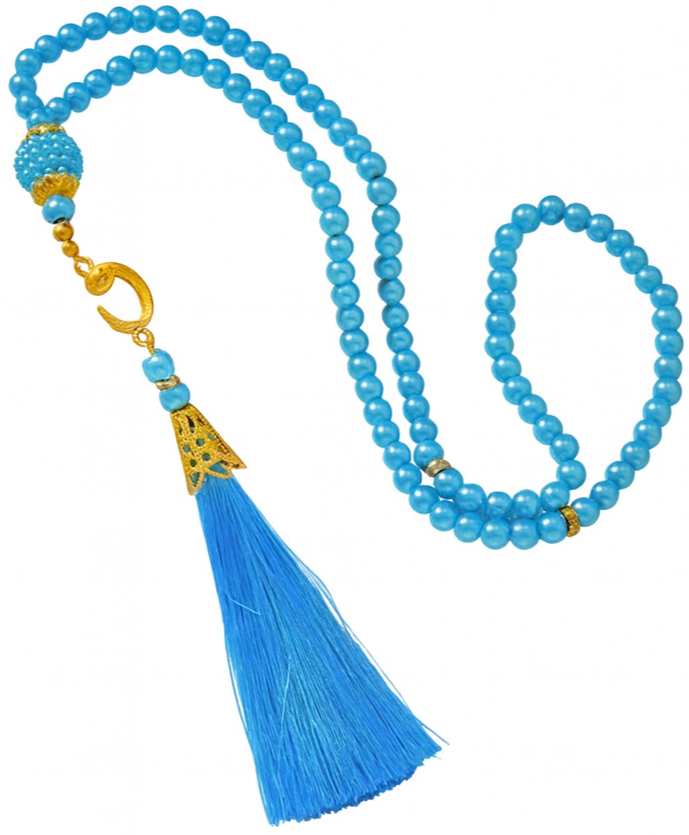 Baraka Treasures Luxe Tasbih - Tasbih - 99 Kralen - Parels - Islamitische Gebedskralen - Misbaha - Subha - Handgemaakte Kwaliteit - Voor Dhikr & Cadeau - Blauw