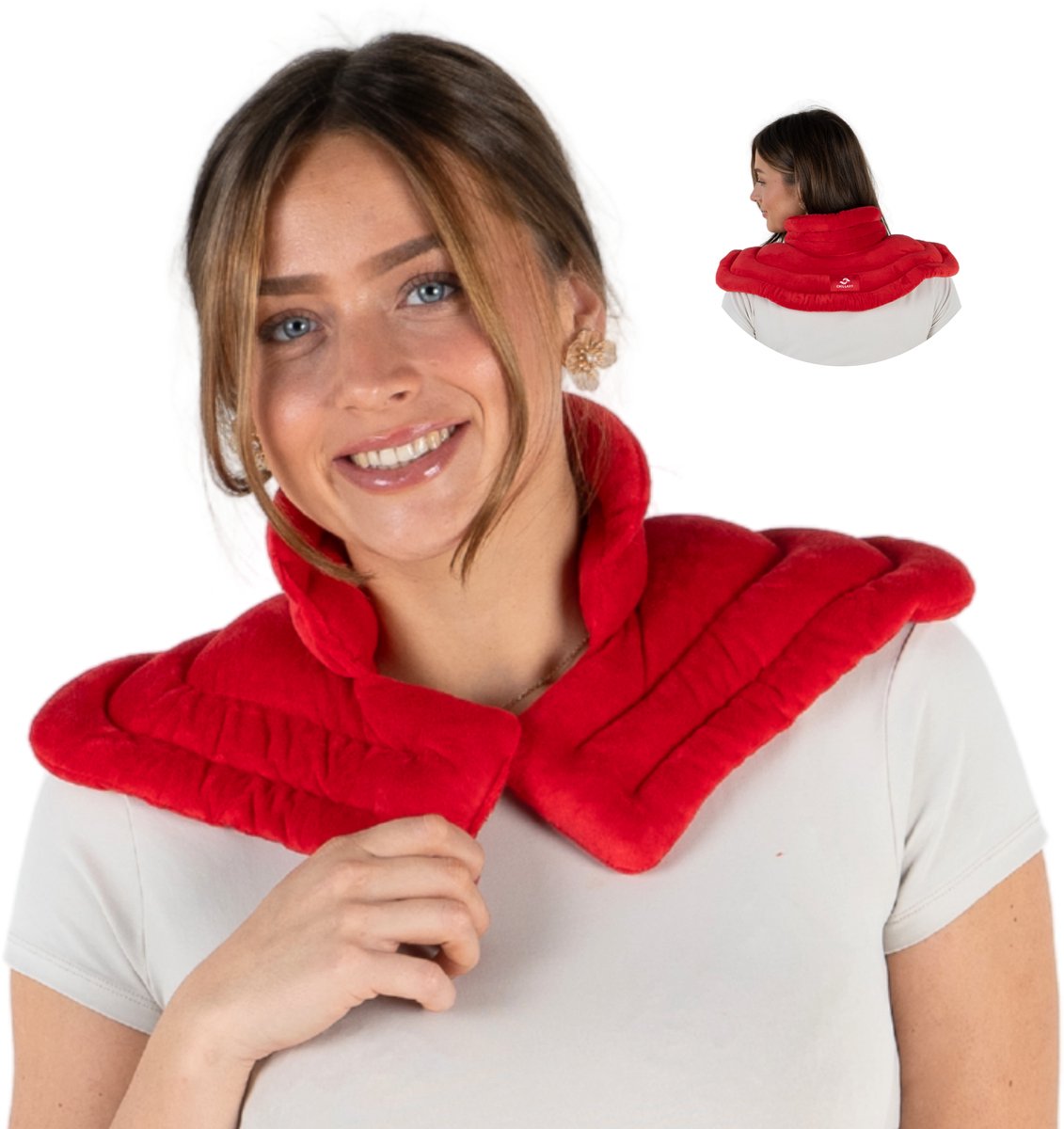 Chillaxy - Warmtekussen Nek en Schouder - Kersenpitkussen - Pittenzak magnetron - Pittenkussen - Incl oogmasker - Rood