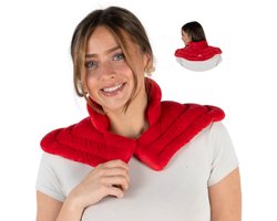 Chillaxy - Warmtekussen Nek en Schouder - Kersenpitkussen - Pittenzak magnetron - Pittenkussen - Incl oogmasker - Rood