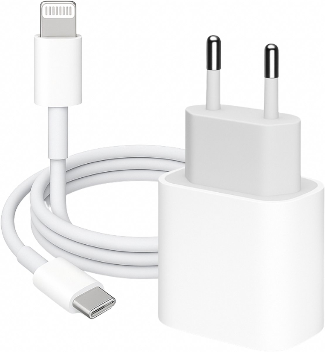 Snellader - 20W met 2M Geschikt voor Lightning Kabel IPhone t/m 14 - Wit