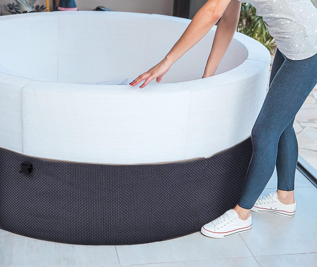 Opblaasbare Spa 4-Persoons – Industrial Home Luxe Semi-Rigide Jacuzzi met Verwarming 42°C, Massagebubbels, Filterpomp & Thermodeksel – 800L – Ø156×70cm – Draagbare Whirlpool voor Tuin & Terras
