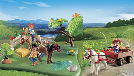 Jubileum Compact Set Ponyweide met hooiwagen /  CompactSet anniversaire "Cavaliers avec poneys et carriole"