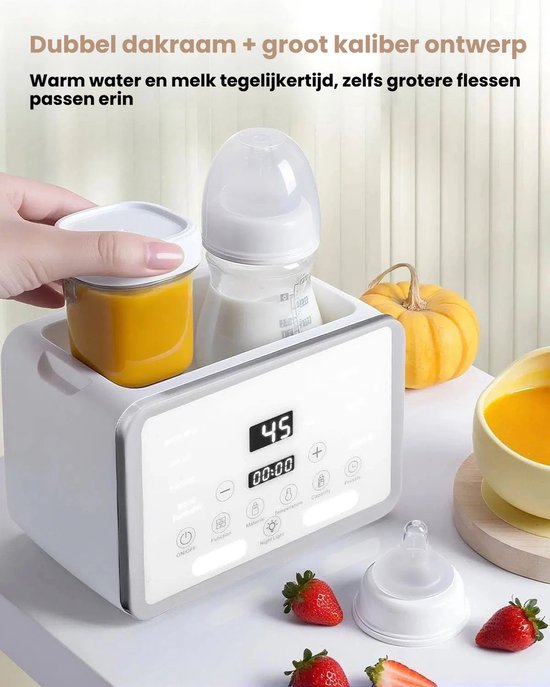 Babyfleswarmer 8-in-1 met Sterilisator - Verwarmt 2 Flessen Tegelijk - LCD Display & Stoomsterilisatie - 24u Temperatuurregeling - Geschikt voor Glas/Plastic/Silicone Flessen - Snel Opwarmen in 3.5-8 Minuten van Merkloos — afbeelding 4