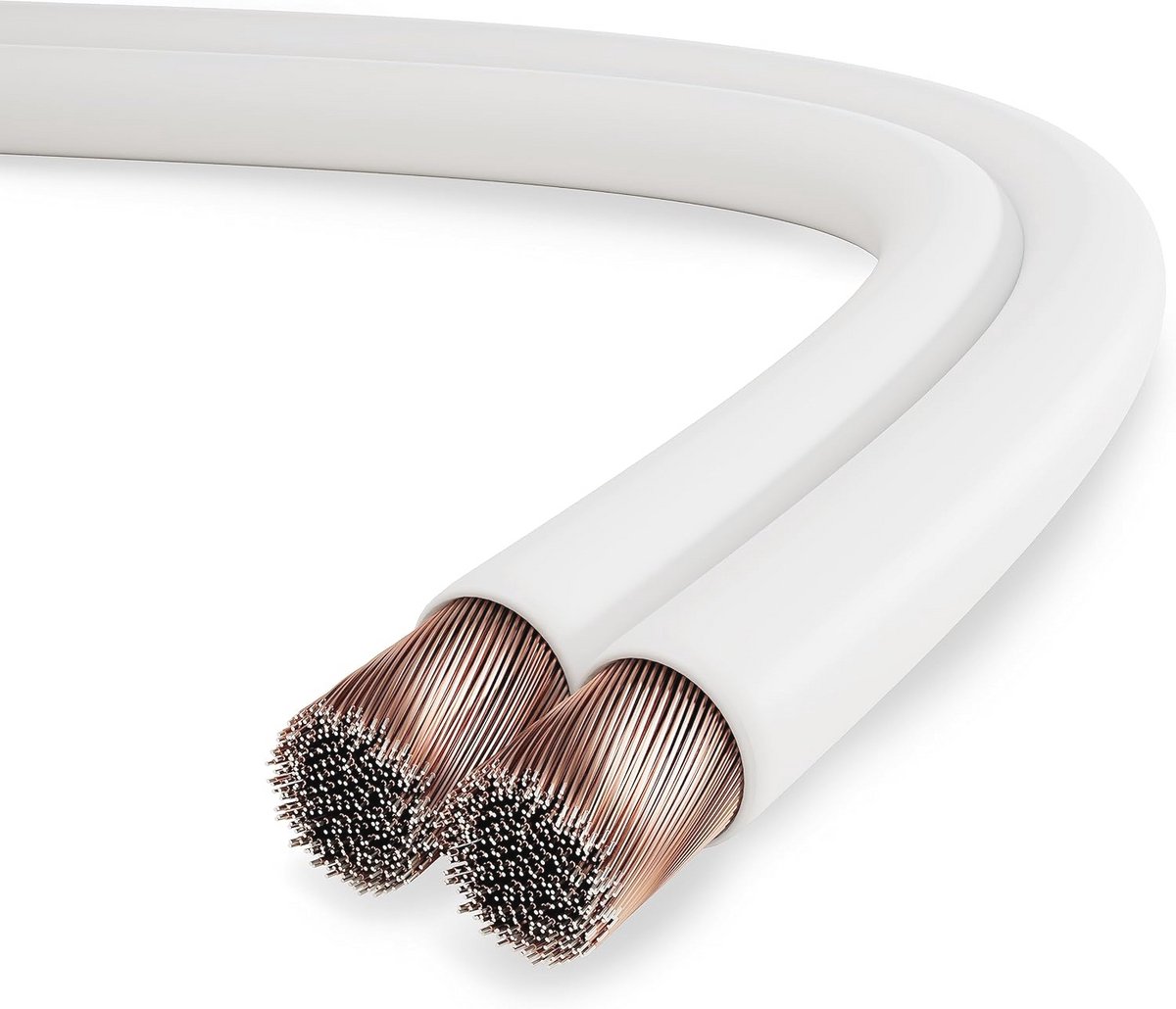 Luidsprekerkabel 2x1,50mm² - 20m - Audiokabel met Polariteitsmarkering voor HiFi Luidsprekers en Subwoofers - Wit