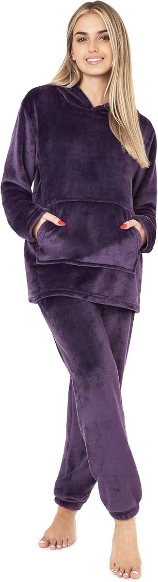 Gezellige Damespyjama Fleece met Capuchon - Pluizige Loungewear voor Vrouwen en Tieners