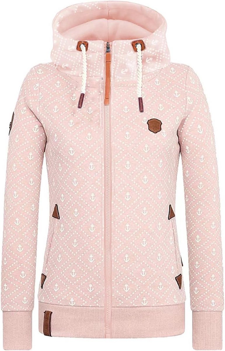 Dames Hoodie met Hartprint en Anchors - Lange Mouwen Sweatshirt voor Herfst en Winter