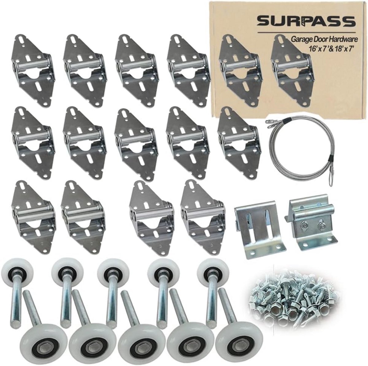 Garagedeur Roller, Scharnier, Beugel en Draadkabel Set voor 16'x7' en 18'x7' Garagedeuren