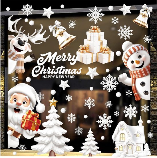 Acheter Autocollants muraux amovibles pour décoration de vitrine de magasin de noël, cloches de noël, cerf Acheter Autocollants muraux amovibles pour décoration de vitrine de magasin de noël, cloches de noël, cerf