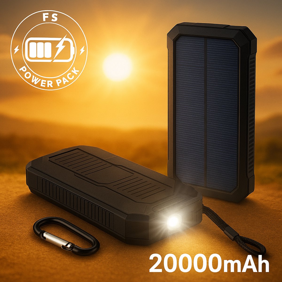 Noodpakket Solar Charger! Zonne-energie opladen 20000mAh - Noodpakket - €32,49