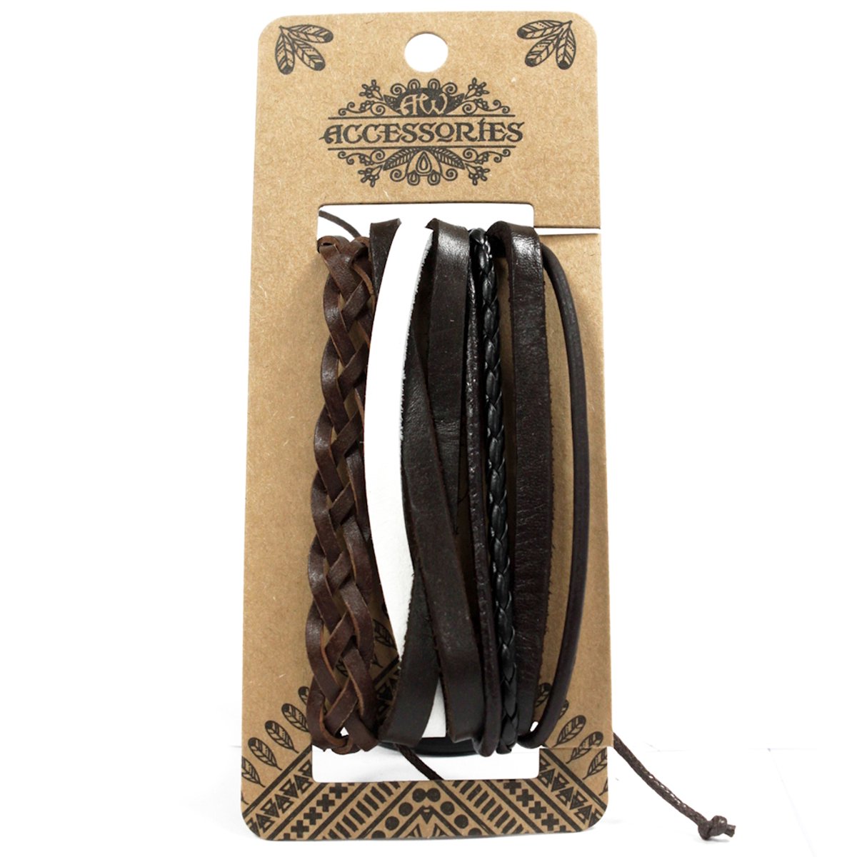 Heren Armband Set – Dark & Handsome - Imitatieleer - Bruin - Zwart