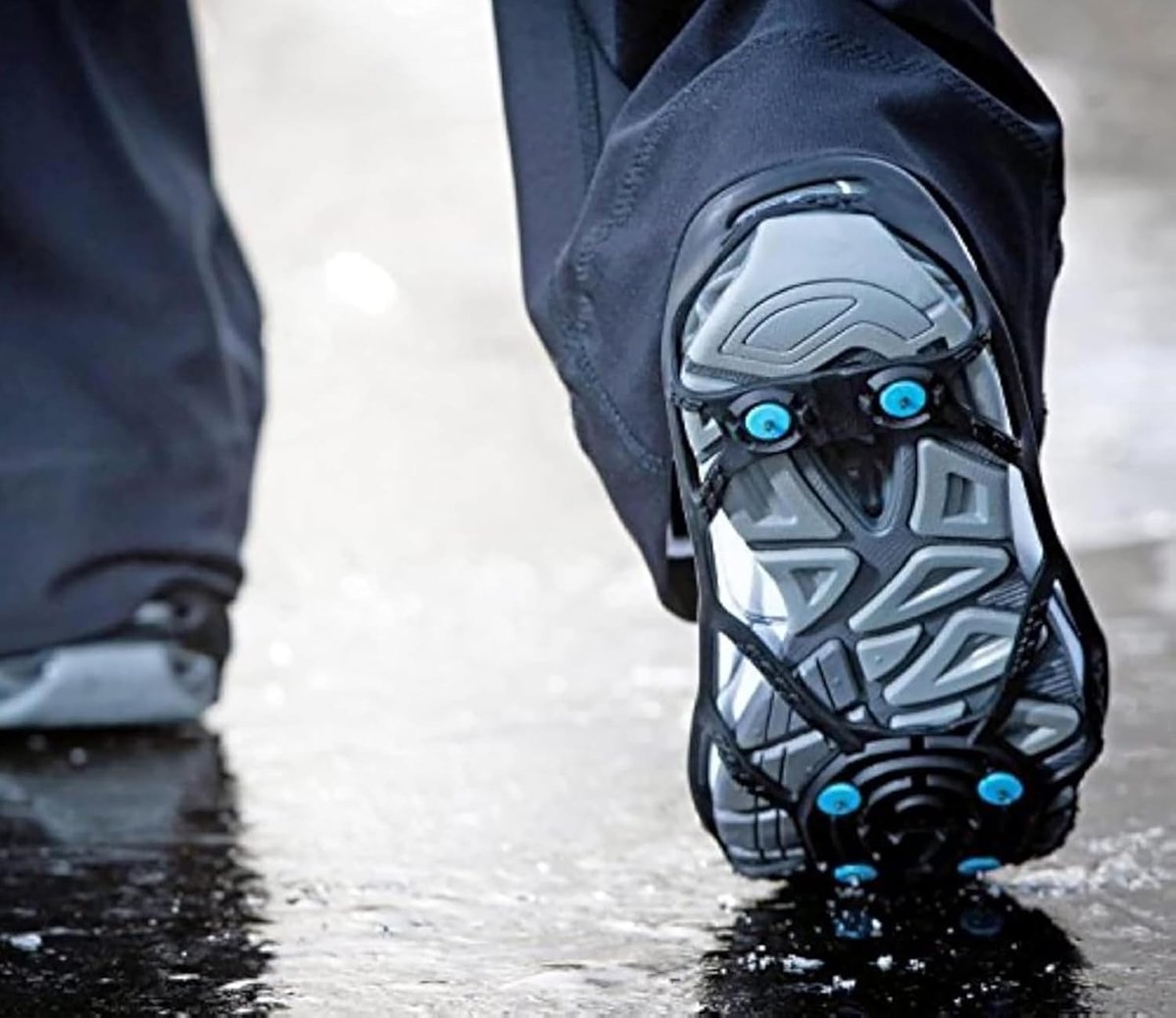 Candala ijsschoenplaatje voor wandelen en hardlopen op sneeuw en ijs 1 paar Blauw