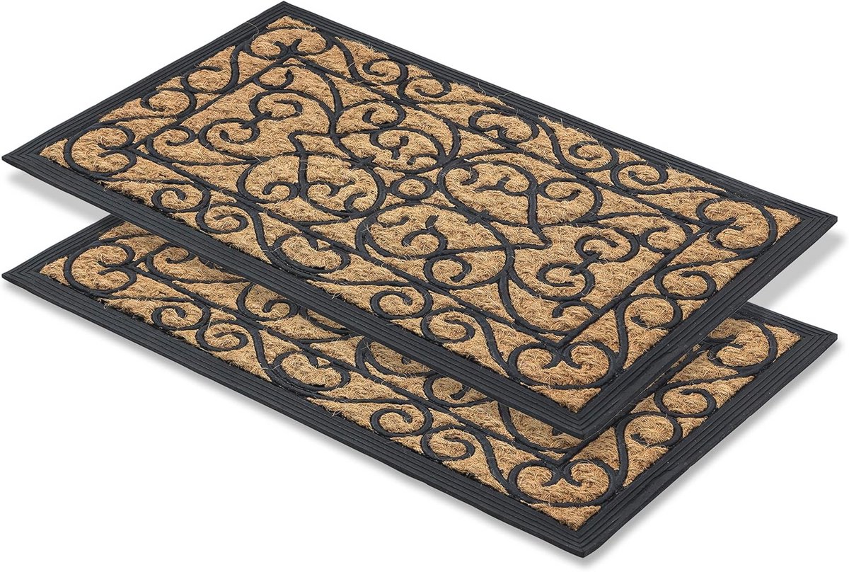 Weerbestendige antislip buitendeurmat 45x75 cm set van 2