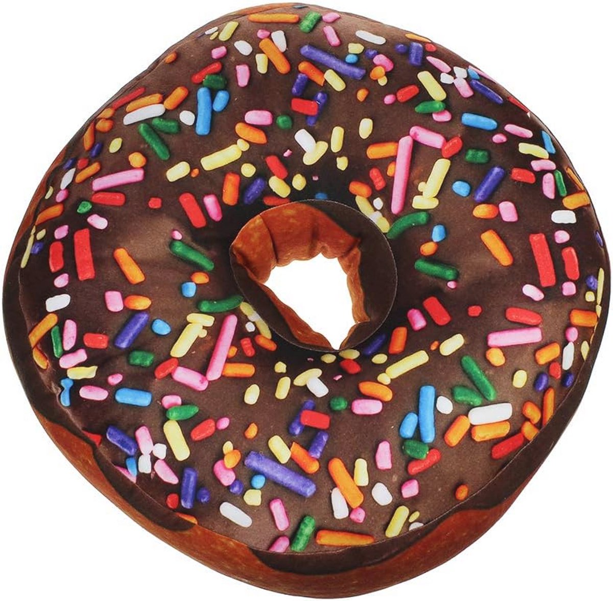 Zitkussen Donut XXL | Decoratief Donut Kussen Met Draagtas | Chocoloade Glazuur