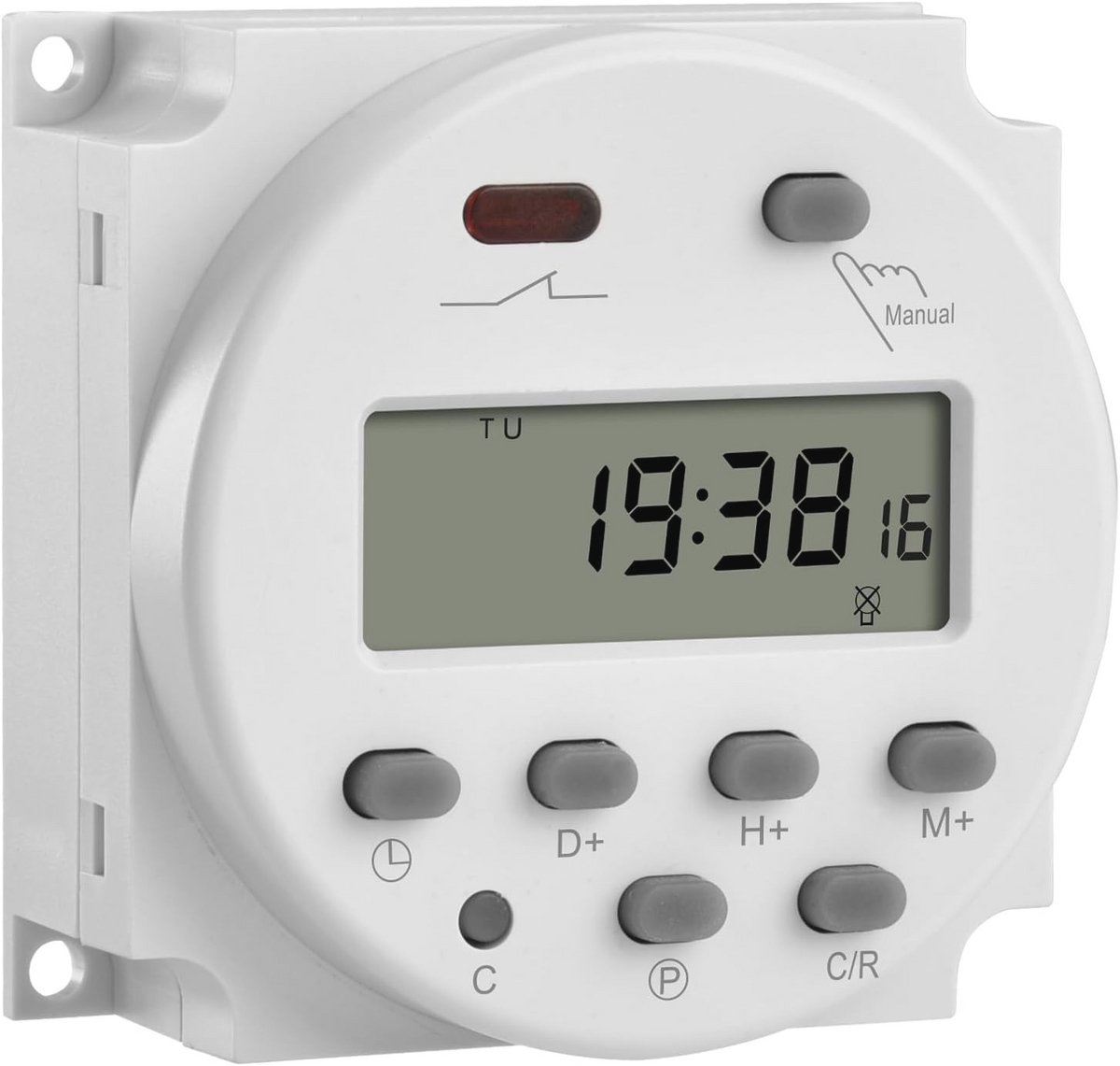 Digitale timer met LCD, programmeerbaar voor een hele week, werkt op 12V gelijkstroom, 16A