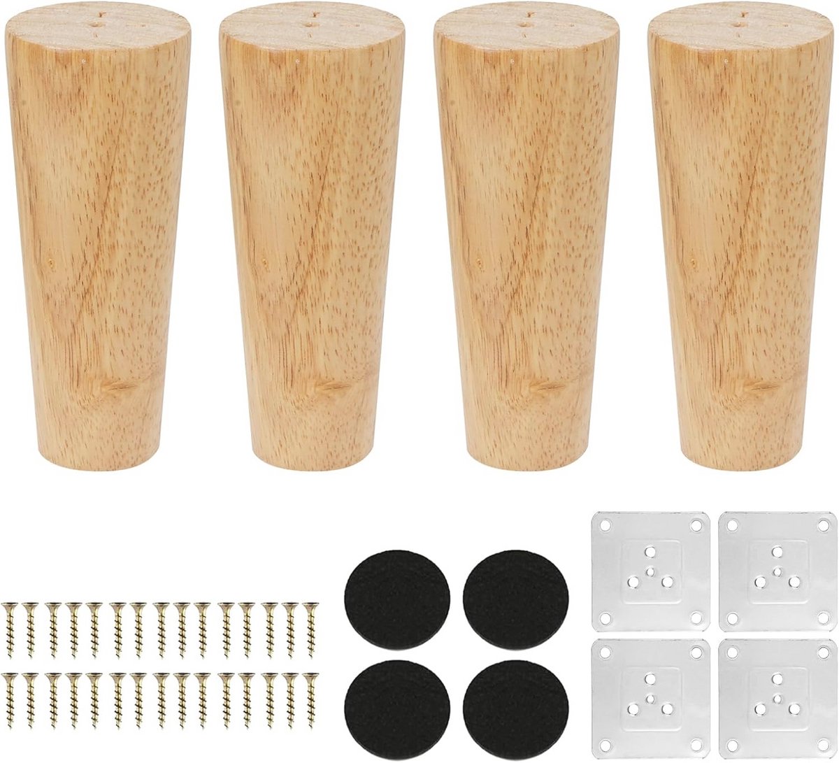 Houten Meubelpoten 6 cm - Set van 4 Conische Poten voor Meubels