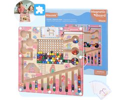 Mauzek® Magnetisch Doolhof Fantasie – Montessori speelgoed – Houten speelgoed – Magneet spel – Sensorisch speelgoed – Activiteitenbord – Magnetisch – Peuter speelgoed – Auto – Onderweg – Educatief – Meisjes – 3 jaar – 4 jaar – 5 jaar – 6 jaar