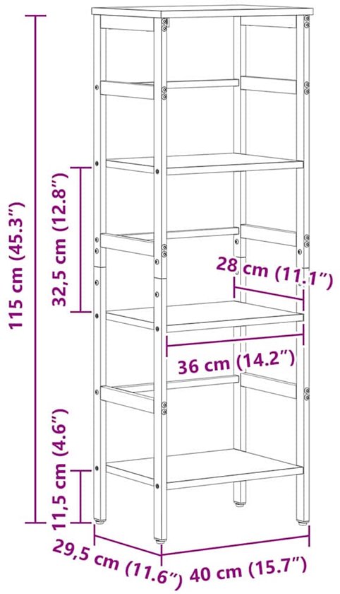 vidaXL Boekenplank Bord 4 pcs Bruin 40 x 40 x 1.5 cm Bewerkt hout