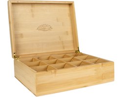Theedoos - 12 Vaks - Thee Doos - Magneetsluiting - Universeel - Theedoos Hout - Theedoos Losse Thee - Bruin - van Nimma
