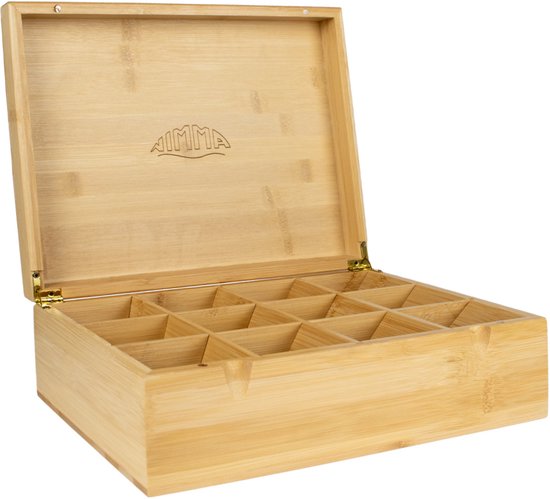 Nimma Theedoos - 12 vaks - Magneetsluiting - Geschikt voor Pickwick, Lipton, en meer - Bamboe