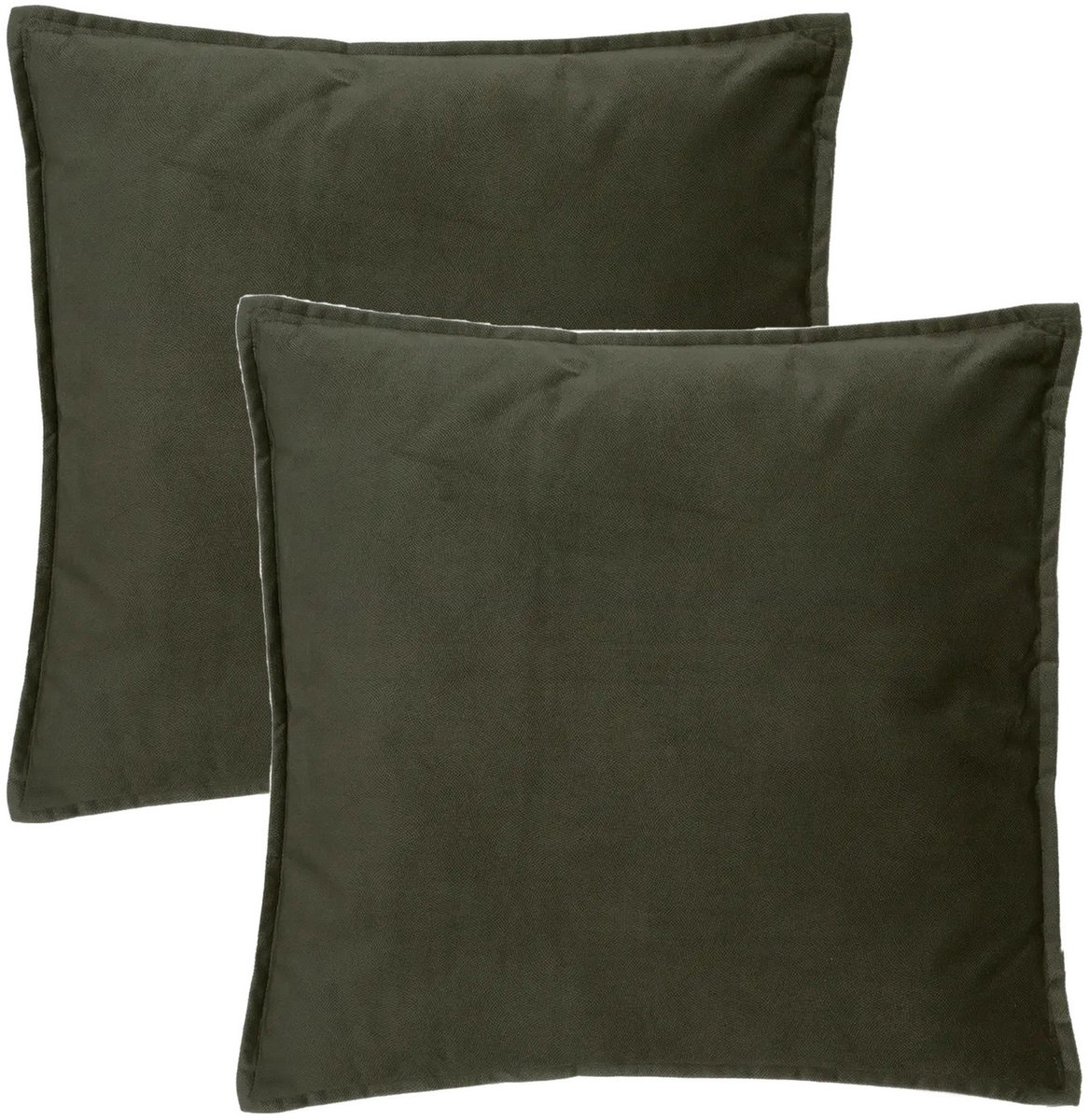 Atmosphera Bank/sierkussens huiskamer Sophia - 2x stuks - 52 x 52 cm - Olijfgroen - polyester - met rits Olijf groen