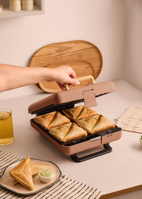 CREATE - Tosti-ijzer, grill en wafelijzer met verwisselbare platen - Mokka - Viervoudig - STONE STUDIO van CREATE — afbeelding 5