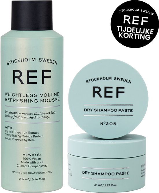 REF Weightless Volume Mousse 200ml + Dry Shampoo Pate 85ml - TEXTURIZING DUO - Voor volume en textuur in het haar