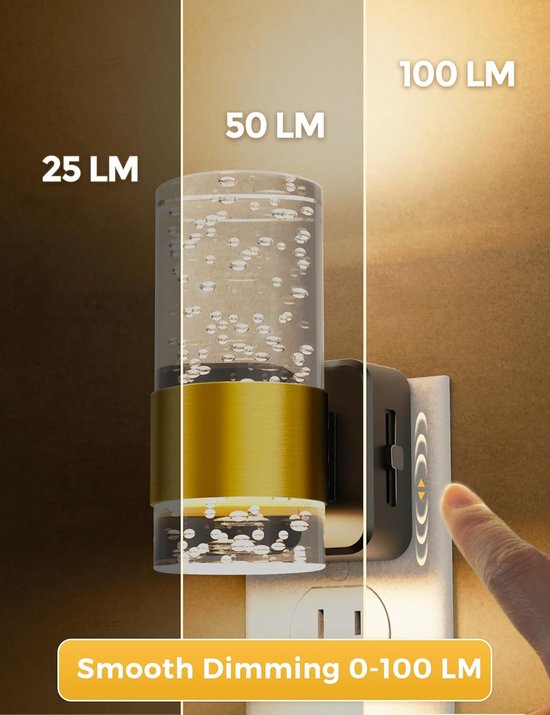 LED Nachtlamp Set - Inbouw Dimbaar Nachtlicht - Acrylaat Wandlamp 0-100 Lumen - 3000K Dagtotdonker Sensor - Voor Badkamer en Gang - Energiezuinige Nachtverlichting - Voor Gezinnen en Huishoudens - Nachtlamp - Wit - 2 Stuks van MaxxHome — afbeelding 2