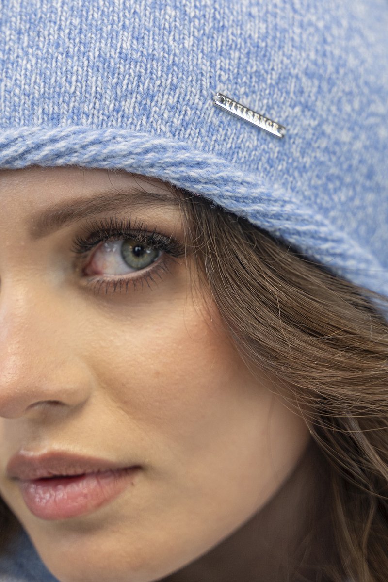 Vivisence Dames Winter Set Muts Sjaal Handschoenen - Wollen Garen Met Zachte Voering In De Muts Dubbelgeslagen Col En Rekbare Manchetten - Heerlijk Warm En Comfortabel Voor Dagelijks Gebruik - Lichtblauw gemêleerd — cadeau in Mode & Accessoires - foto 3