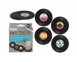 Onderzetter Vinylplaat – Retro LP Coaster – Hittebestendig – Set 4 stuks - Tafelonderzetters – Vintage Muziek Cadeau